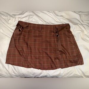 Free People Brown Plaid Mini Skirt